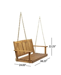 8.25 in. Outdoor Acacia Wood Porch Swing with 8 Feet Chains
