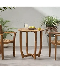 Outdoor Round Coffee Table with Storage Tray 2 Tier Oval End Tables Wooden Small Side Table