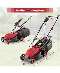 10 Amp 13 Inch Electric Corded Lawn Mower with Collection Box-Red