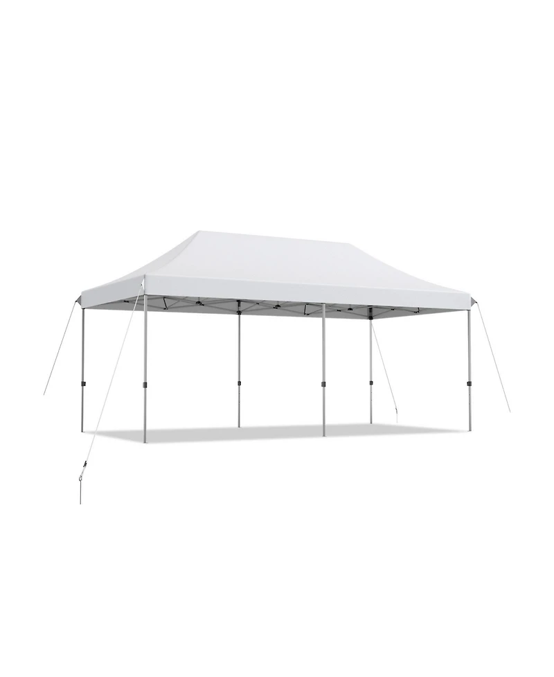 10 x 20 Feet Adjustable Folding Heavy Duty Sun Shelter with Carrying Bag-White