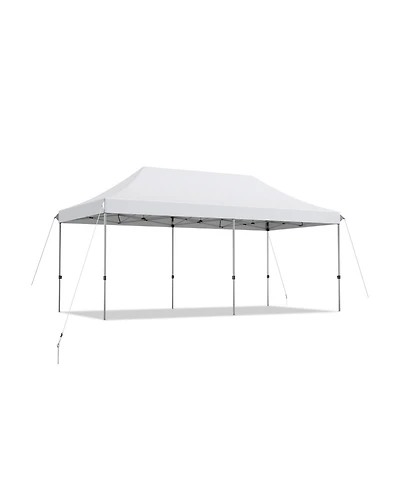 10 x 20 Feet Adjustable Folding Heavy Duty Sun Shelter with Carrying Bag-White