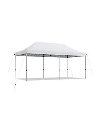 10 x 20 Feet Adjustable Folding Heavy Duty Sun Shelter with Carrying Bag-White