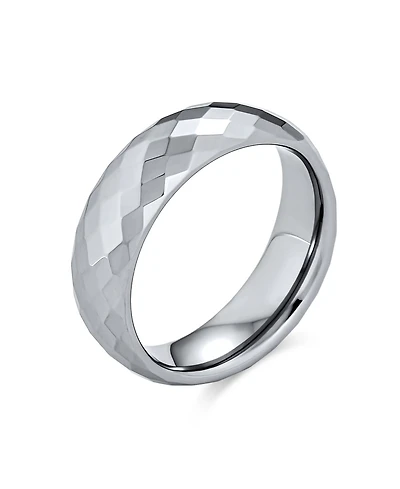 Bling Jewelry Multi Faceted Prism Cut Titanium Band Rings Silver Tone Comfort Fit 6MM