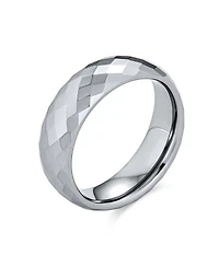 Bling Jewelry Multi Faceted Prism Cut Titanium Band Rings Silver Tone Comfort Fit 6MM