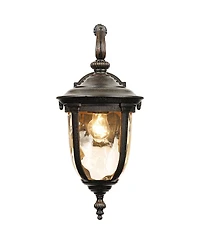 John Timberland Bellagio Vintage Outdoor Wall Light Fixtures Set of 2 Veranda Bronze Downbridge 16 1/2" Champagne Hammered Glass for Post Exterio