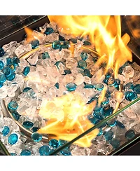 Square Wicker 20 in. Fire Pit Table with Extension