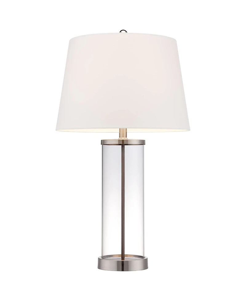 360 Lighting Coastal Table Lamps 26" High Set of 2 Clear Glass Fillable Steel White Tapered Shade for Living Room Family Bedroom Bedside