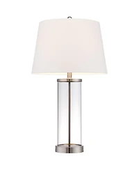 360 Lighting Coastal Table Lamps 26" High Set of 2 Clear Glass Fillable Steel White Tapered Shade for Living Room Family Bedroom Bedside