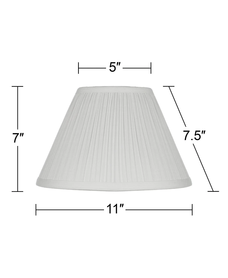 Springcrest Set of 2 Bell Lamp Shades White Mushroom Pleated Small 5" Top x 11" Bottom x 7.5" Slant Candelabra Clip-On Fitting