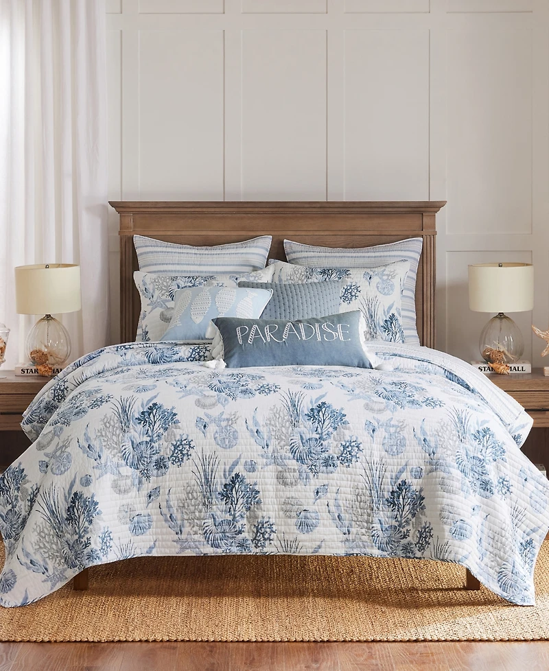 Levtex Coral Landing Reversible 3-Pc. Quilt Set