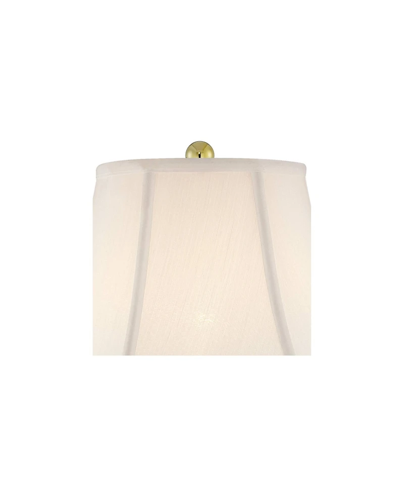 Regency Hill Traditional Table Lamps 26.5" High Set of 2 Cut Glass Urn Brass White Cream Bell Shade for Living Room Family Bedroom Bedside
