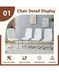 Streamdale 63" Snow Mountain Table & 6 White Pu Chairs