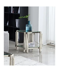 Streamdale 20" Square Glass End Table - Silver