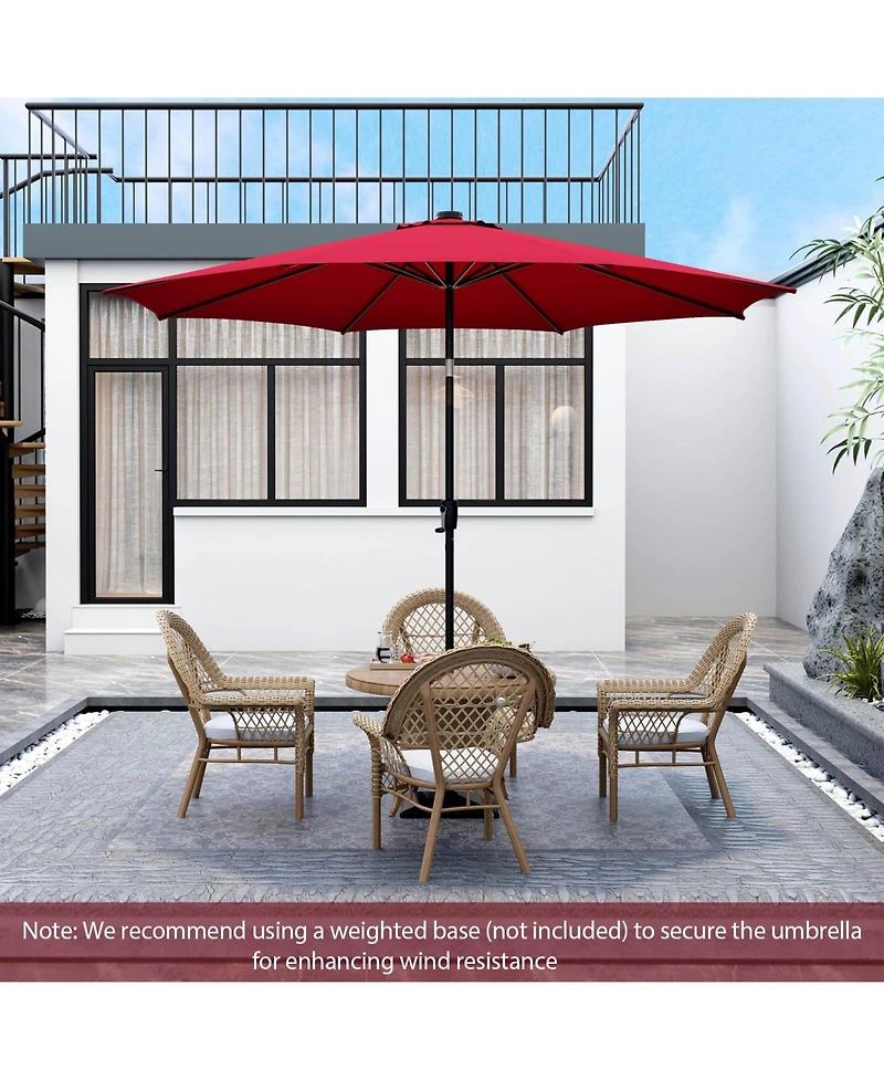 10 Feet Patio Umbrella with 112 Solar Lights and Crank Handle