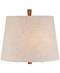 360 Lighting Omar Modern Modern Mid Century Table Lamps 28 3/4" Tall Set of 2 Brown Wood Oatmeal Tapered Drum Shade for Bedroom Living Room Bedsi