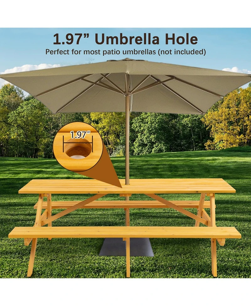 Streamdale 8-Person Brown Picnic Table with Benches