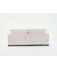 Streamdale L Shape Corduroy Sofa w/ Usb, Cup Holder & Ottoman - Beige