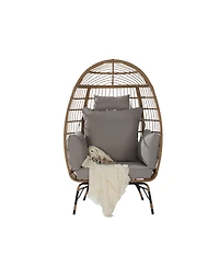 Streamdale Oversized Wicker Egg Chair w/ Cushion & Pillow