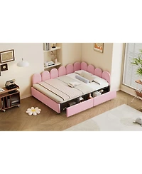 Streamdale Pink Velvet Daybed with Storage Drawers
