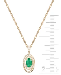 Ruby (5/8 ct. t.w.) & Diamond (1/8 Oval Swirl 18" Pendant Necklace 14k Gold (Also Emerald Sapphire)