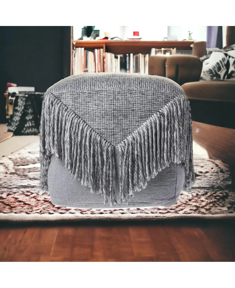 18" Grey Wool Ottoman
