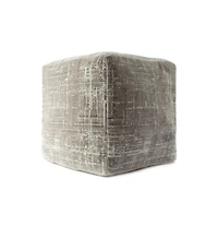 18" Grey Polyester Blend Ottoman