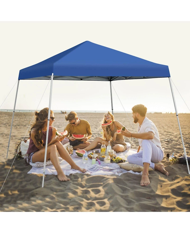 10 x 10 Feet Outdoor Instant Pop-up Canopy with Carrying Bag-Blue
