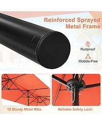 13 Feet Double-Sided Patio Twin Table Umbrella with Crank Handle-Orange