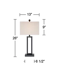 360 Lighting Aston Modern Industrial Table Lamps 26" High Set of 2 Rich Black Openwork Metal Off White Fabric Shade for Bedroom Living Room Bedsi