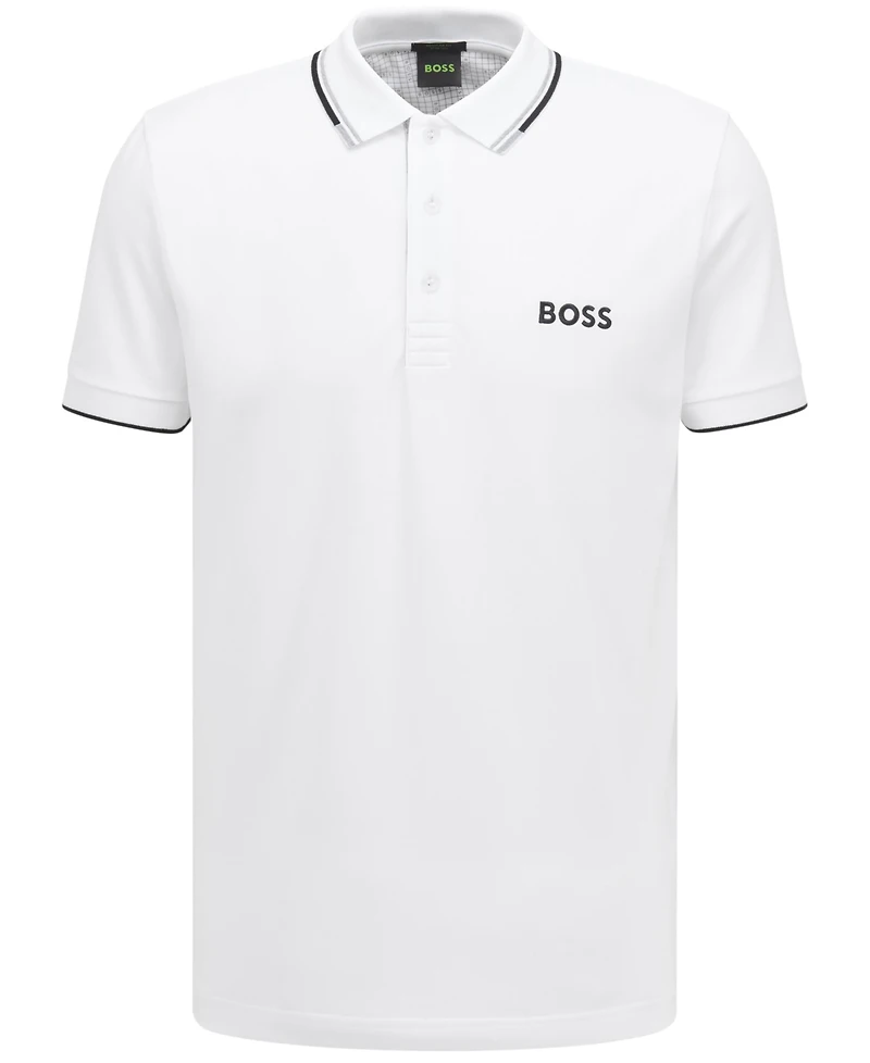 Boss by Hugo Men's Contrast Logo Cotton-Blend Polo Shirt