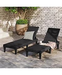 Outdoor Chaise Lounger Chair with Waterproof Rattan Textured Pp Surface and 330 lbs Capacity