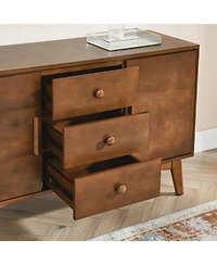 Streamdale Walnut Sideboard Buffet Cabinet - Mid Century Modern