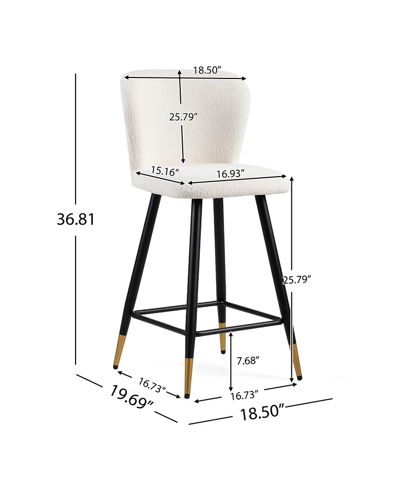 Streamdale Modern Barstool White Seats, Black Metal Legs, Gold Tips (25.79")