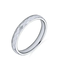 Bling Jewelry Multi Faceted Prism Cut Titanium Band Rings Silver Tone Comfort Fit 3MM