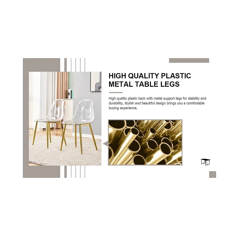 Streamdale Glass Table & 6 Gold Leg Chairs