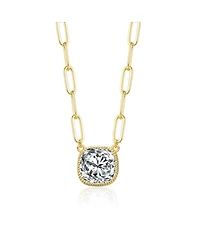 Square Bezel Set Clear Cubic Zirconia Solitaire Necklace