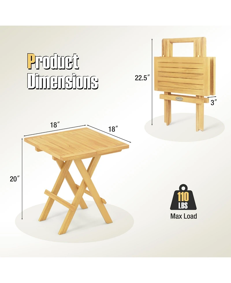 Teak Wood Square Coffee Table with X-shaped Legs and Slatted Tabletop
