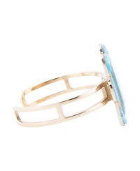 Barse Scenic Red Floral Blue Apatite Golden Cuff Bracelet
