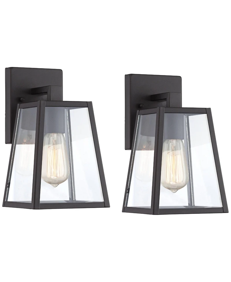 John Timberland Arrington Modern Outdoor Wall Lights Fixtures Set of 2 Mystic Black 10 3/4" Clear Glass for Exterior Barn Deck House Porch Yard P