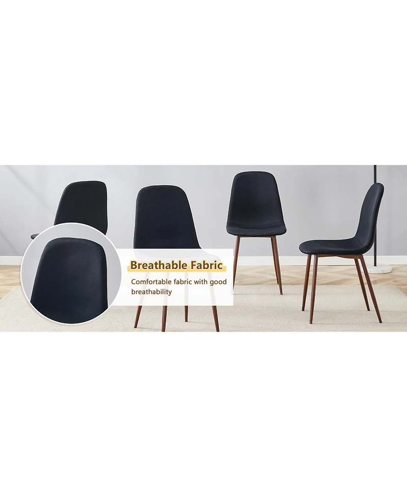 Streamdale 47" Round Dining Table Set with 4 Black Chairs & Storage