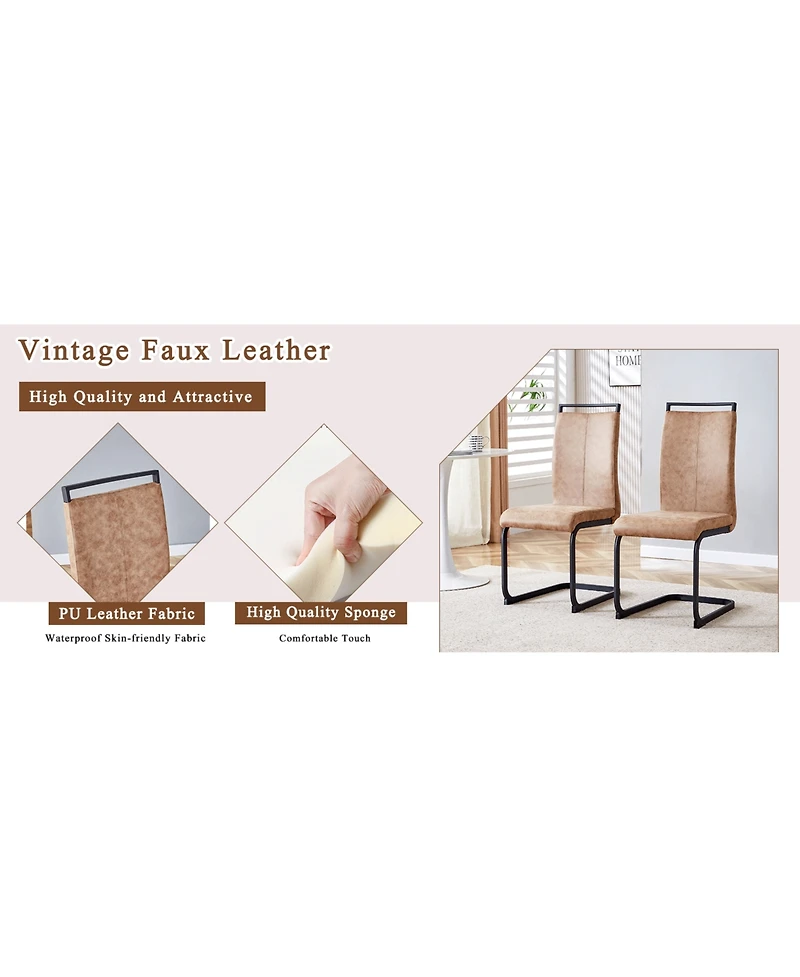 Streamdale Retro Wood Table & Brown Tech Fabric Chairs