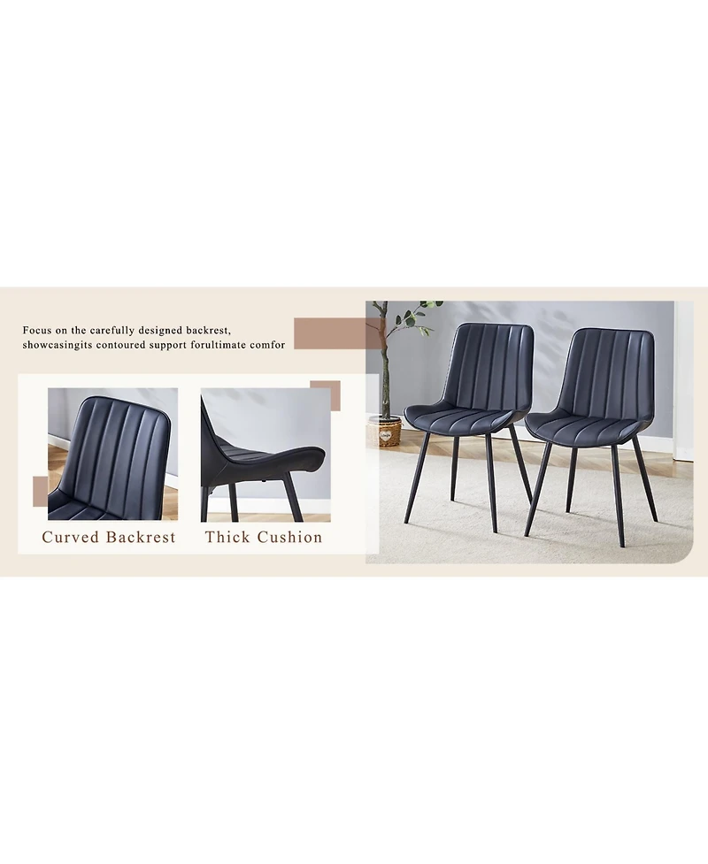 Streamdale Black Marble Dining Set - 55" Table & 4 Pu Chairs