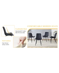 Streamdale Ergonomic Black Dining Chairs - Set of 4, Metal Legs