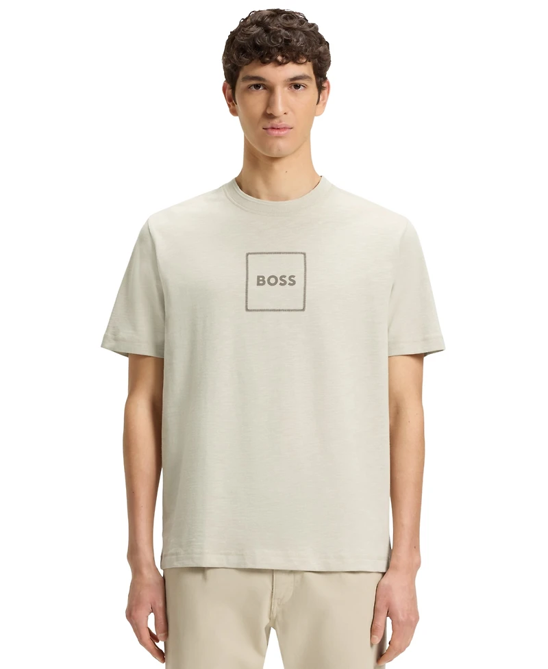 Boss by Hugo Men's Logo Print Slub-Cotton T-Shirt