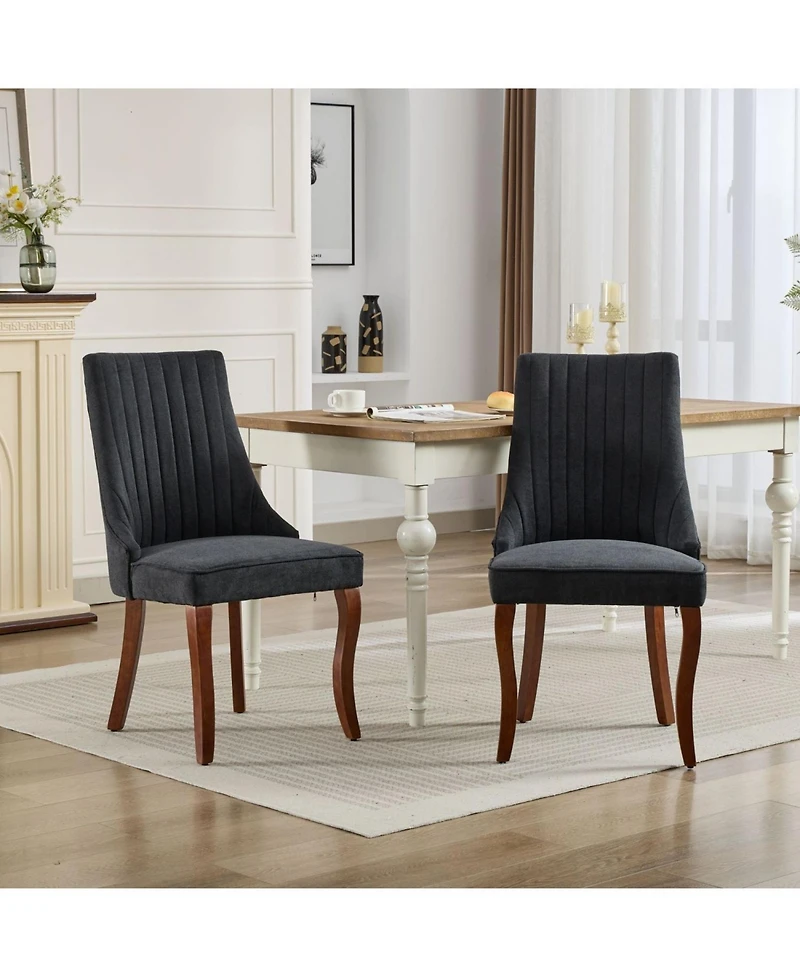 Streamdale Rayon Linen Dining Chairs, Set of 2 (Black