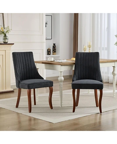 Streamdale Rayon Linen Dining Chairs, Set of 2 (Black