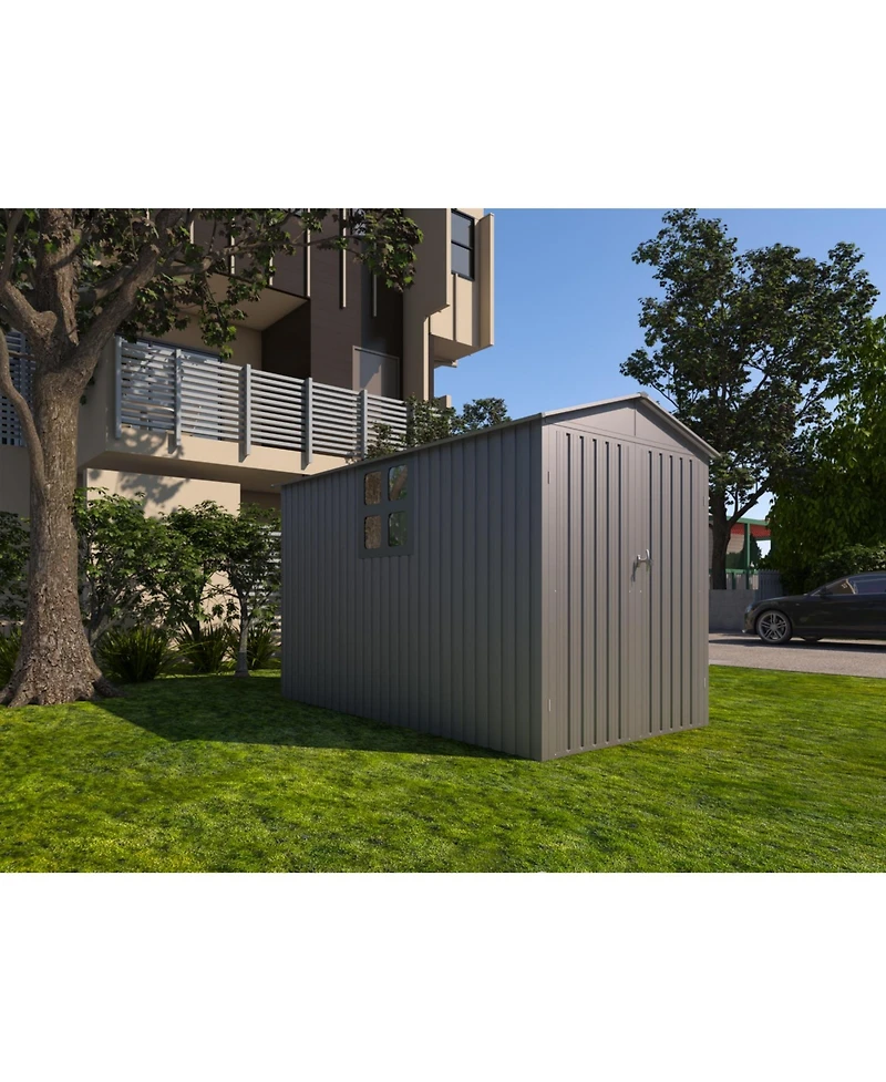Streamdale Motorcycle Outdoor Storage Shed With Window, Grey