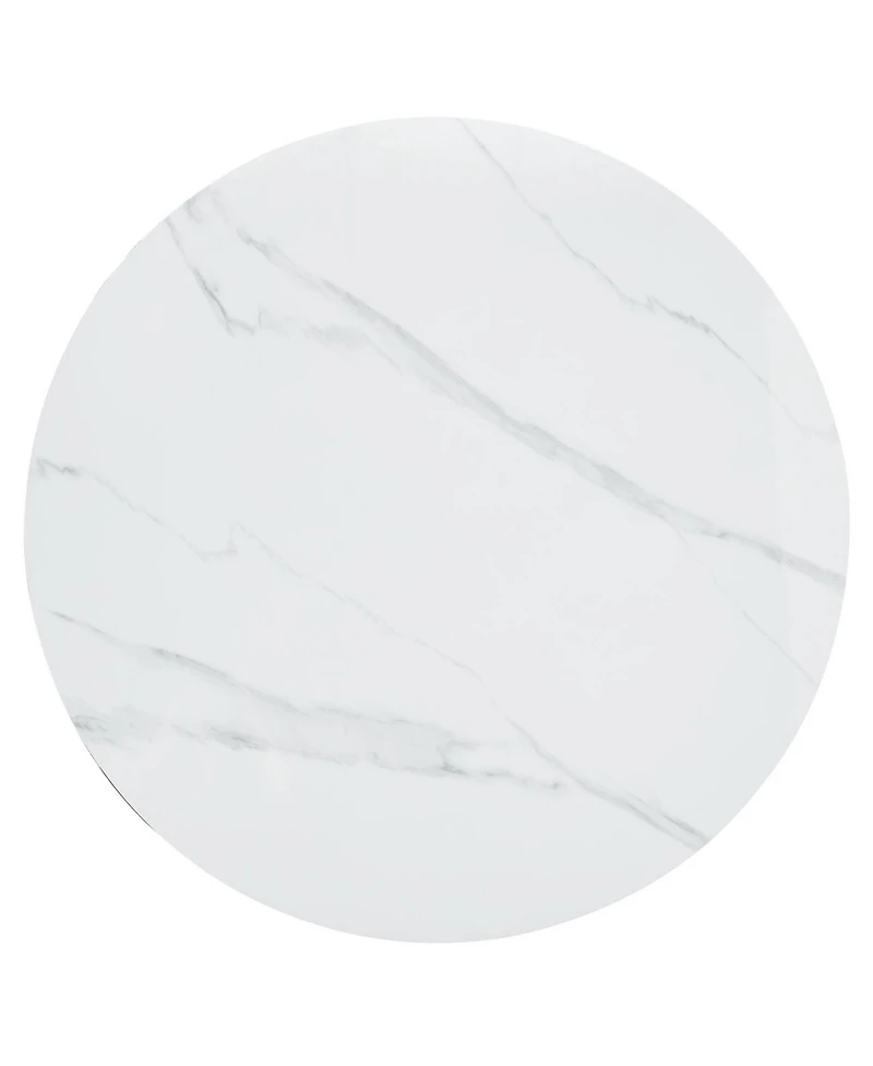 Streamdale 42" White Marble Round Table Gold Legs