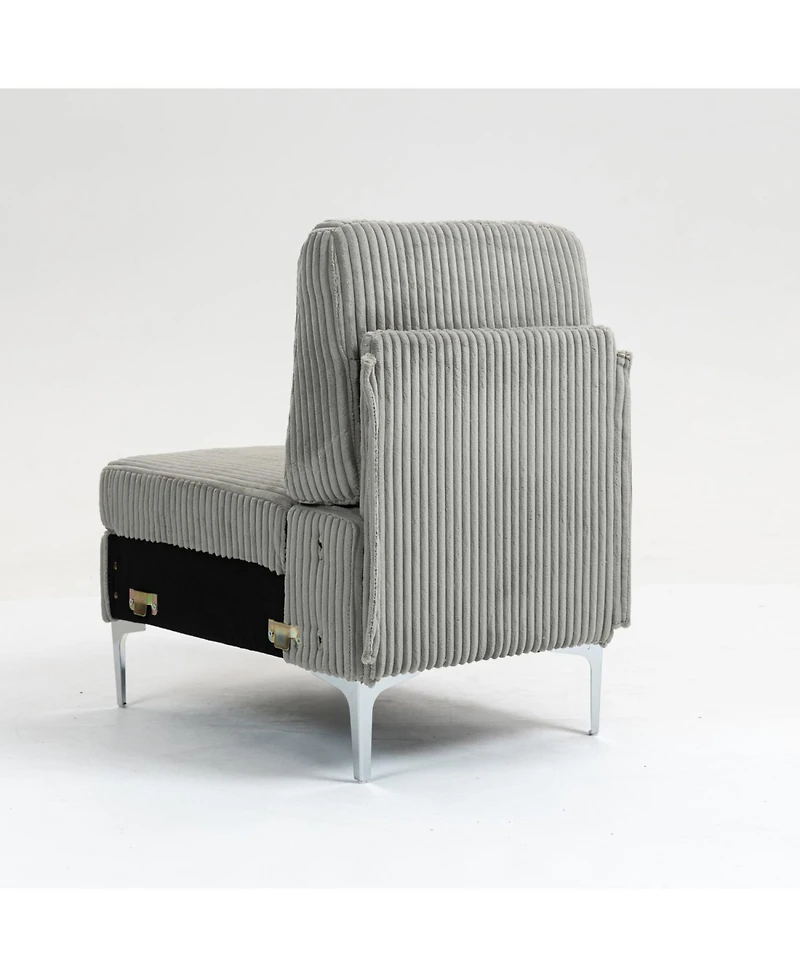 Streamdale Gray Corduroy Modular Armless Seat