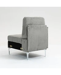 Streamdale Gray Corduroy Modular Armless Seat